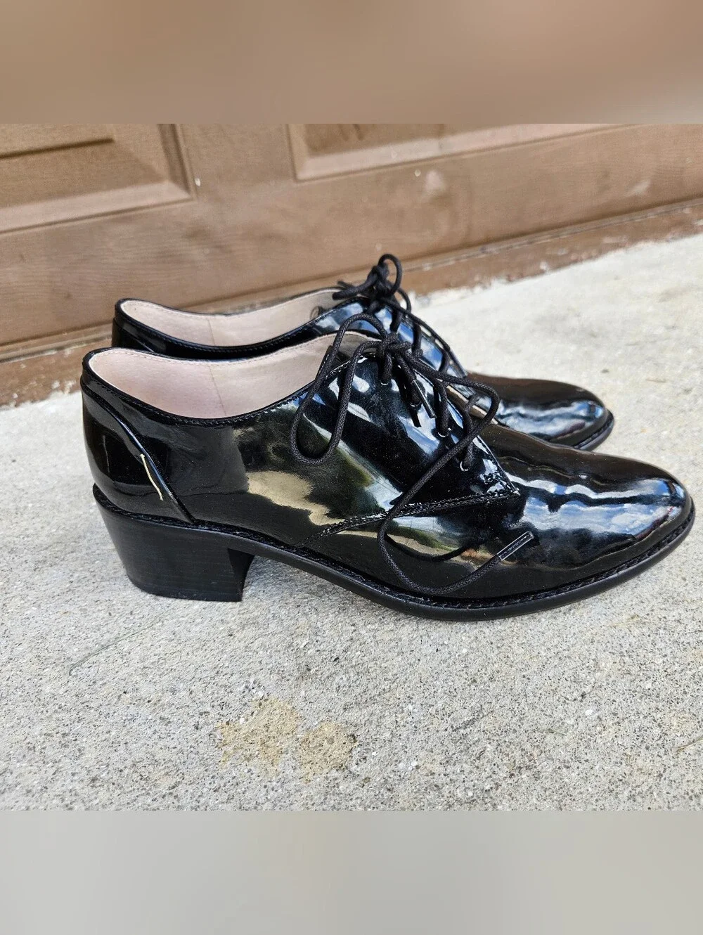 Louise et Cie Finch Shoes Womens 7M US  Oxford Lace Up Block Heels Leather Black